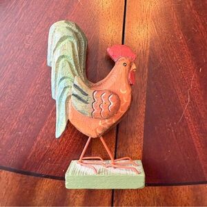 Small Wooden Rooster Desktop Figurine